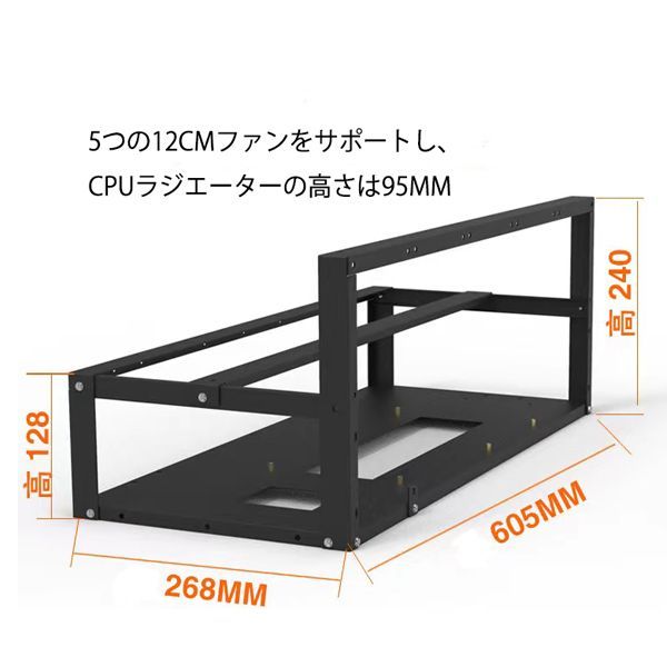 PCパーツ セール 新品 6点セット 8GPUマイニングリグフレーム+静音