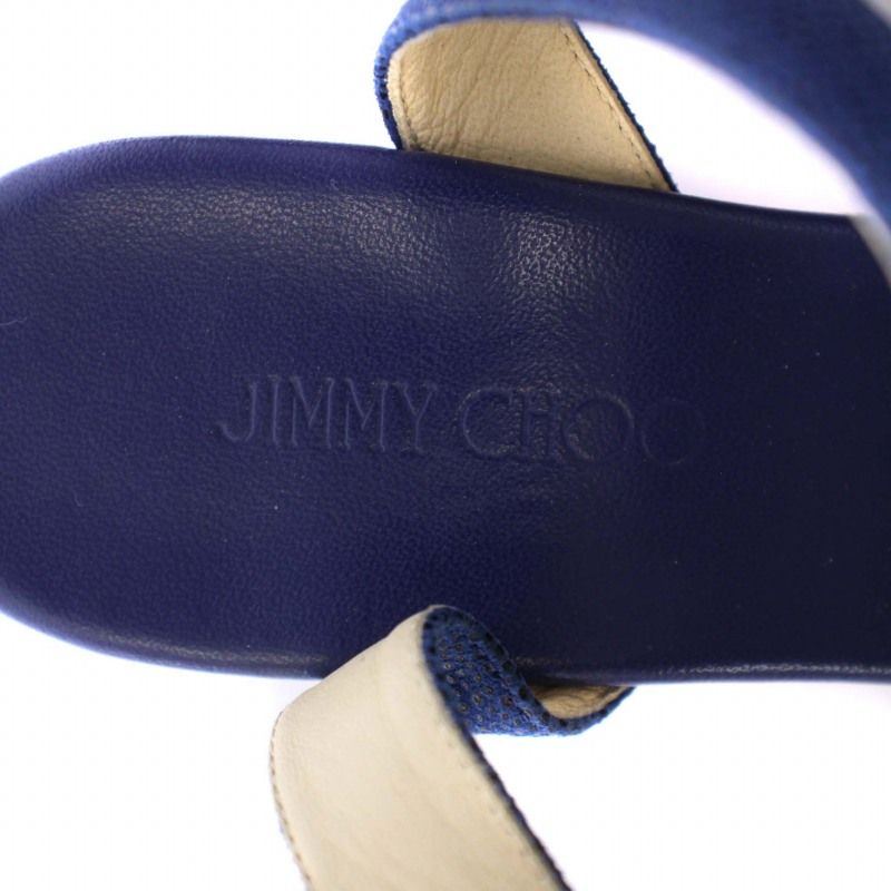 ジミーチュウ JIMMY CHOO サンダル ウェッジソール ストラップ レザー 36 23cm 紺 ネイビー ベージュ /BM