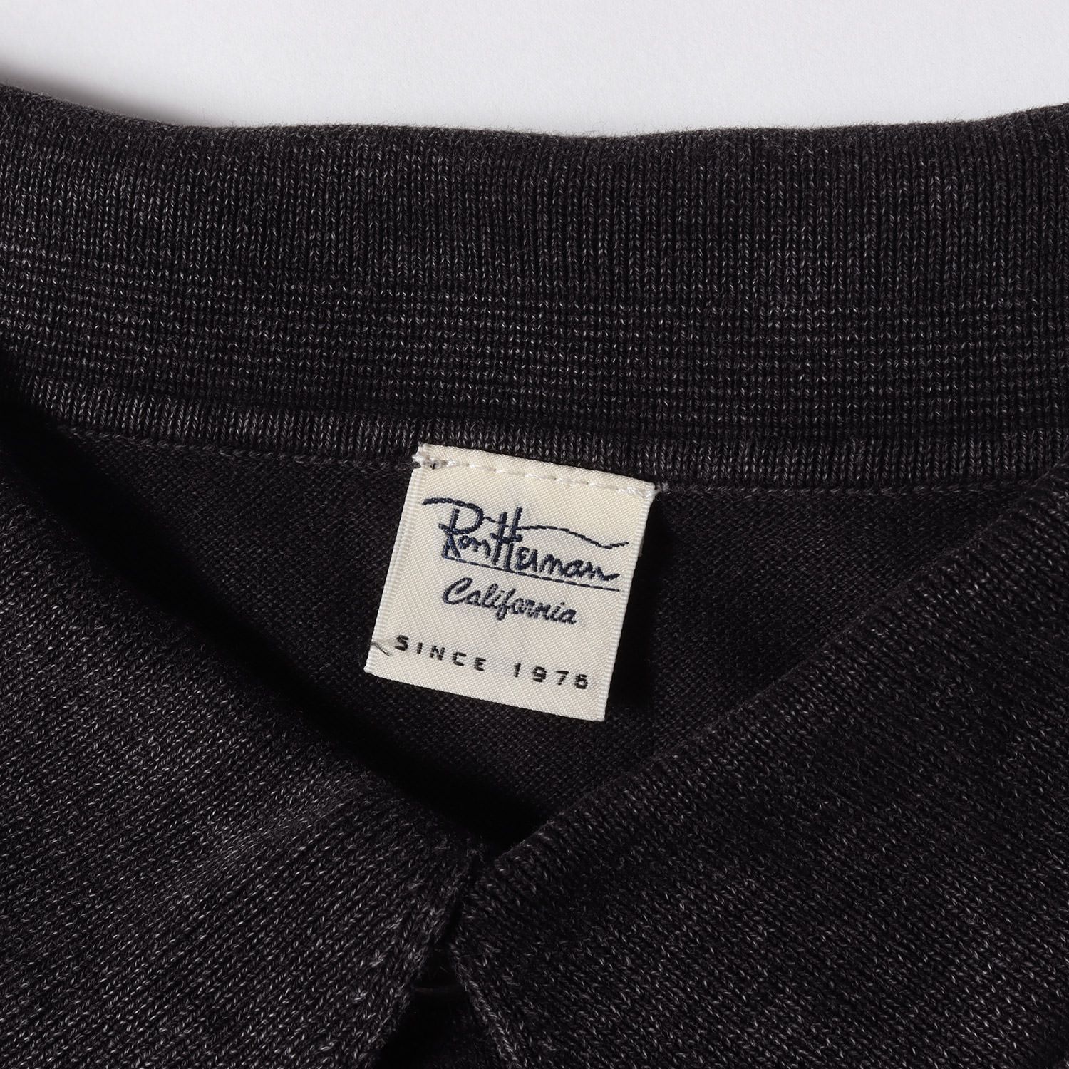 Ron Herman ロンハーマン ポロシャツ サイズ:M ガーメントダイ コンチョボタン 半袖 ポロシャツ ピグメント 天竺編み ブラック 黒  トップス カジュアル ブランド