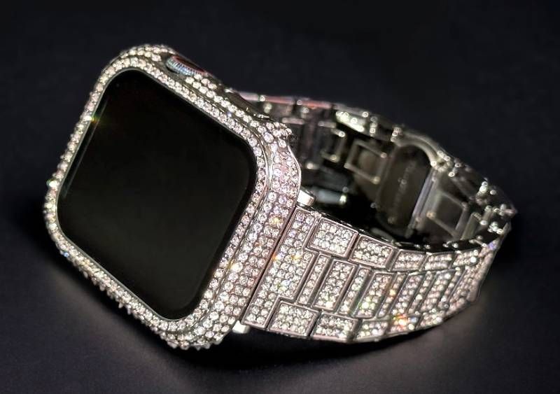 シルバー Apple Watchバンド ステンレスベルト アップルウォッチ画面保護カバー パヴェglassケース キラキラ クリスタル 41mm44mm45mm49mm ultra ウルトラ series11 10 42mm 46mm