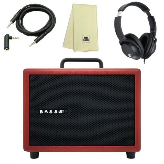 ベース アンプ MODEGEAR LOUD MINI-B レッド クロス ミニステケーブル KHP001 ヘッドホン 小型 超軽量 低音域もしっかり再 生できるベースアンプ