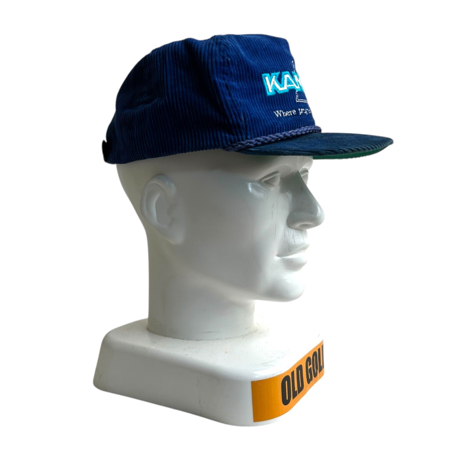 キャップ|帽子 アメリカ製 KAMYR カミヤ コーデュロイキャップ ビンテージキャップ 企業ロゴ 刺繍ロゴ ブルー 青