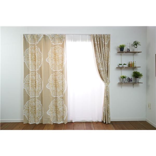 カーテン 幅100cm×丈135cm ドット 2枚 洗える 日本製 形状記憶加工 アジャスターフック タッセル付き アリア MIX リビング〔代引不可〕 カーテン 幅100cm×丈135cm ドット 2枚 洗える 日本製 形状記憶加工