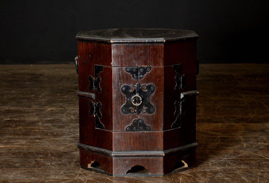 蔵A4712 李朝家具 八角箱 小箪笥 李朝小物収納箱