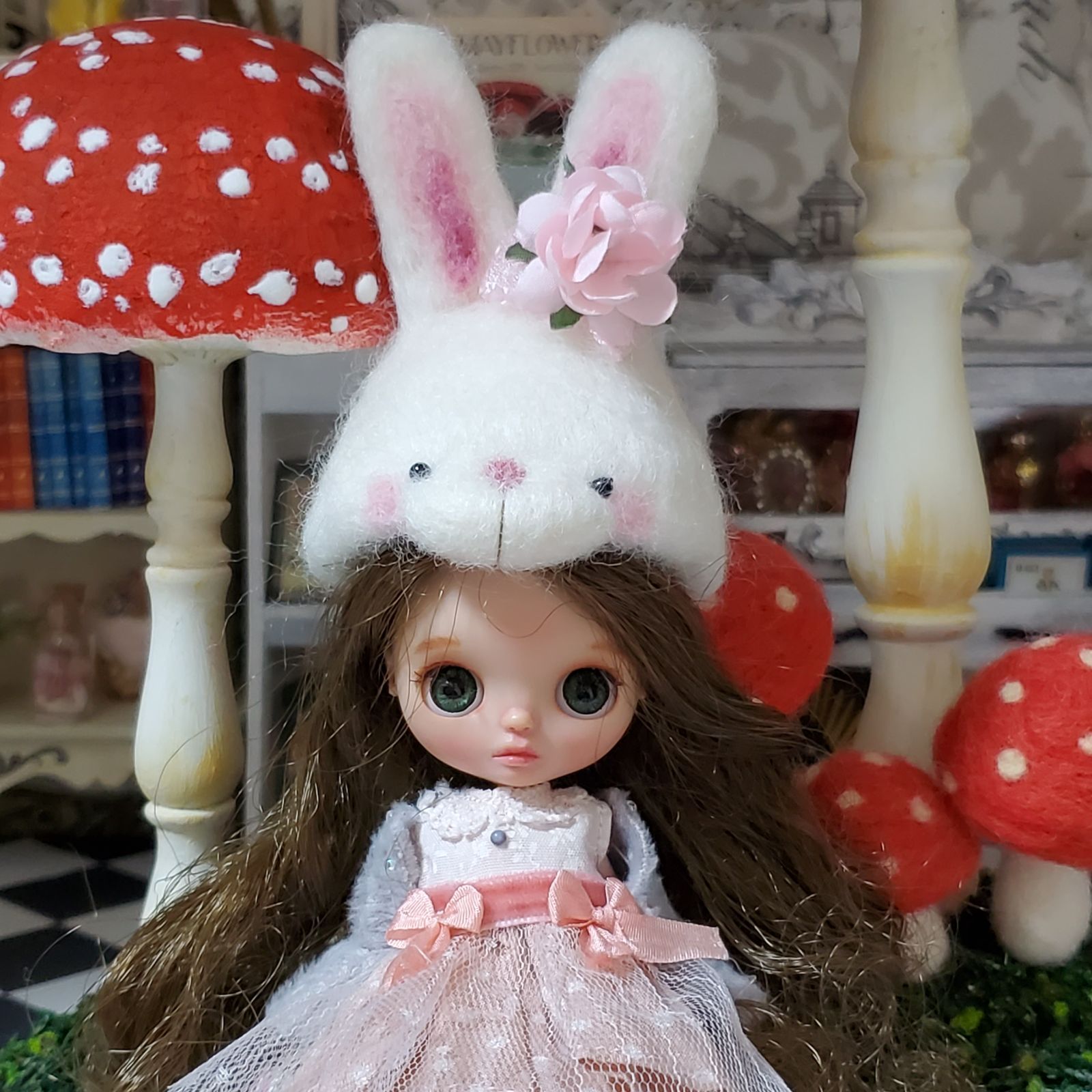 作家様♡ブライスアウトフィットセット ドットワンピース ウサ耳帽