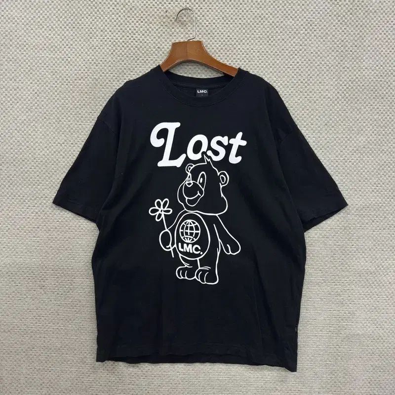 クマ子♡PRA白黒半袖ニットＭ LMC 黒 クマ プリント オーバーサイズ 半袖Tシャツ 100 D07858