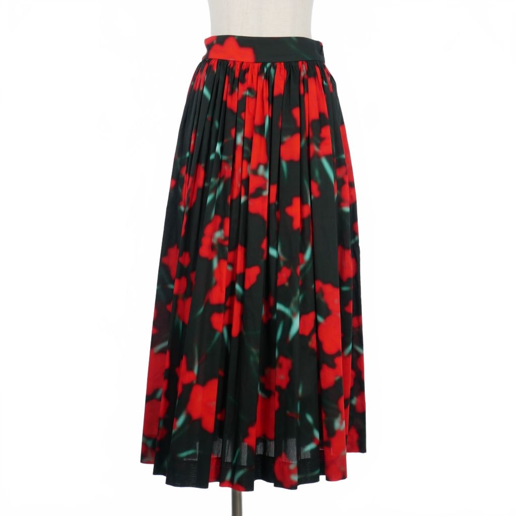 ドリスヴァンノッテン DRIES VAN NOTEN 19SS フローラルプリント コットン ギャザースカート 34 マルチ