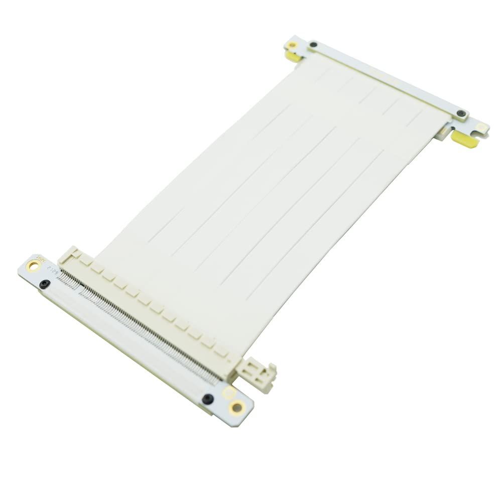SGPC ホワイト PCIe 3.0 x16 ライザーケーブル、18.5cm（デュアルリバースコネクター付き）- K39/K49/K59/