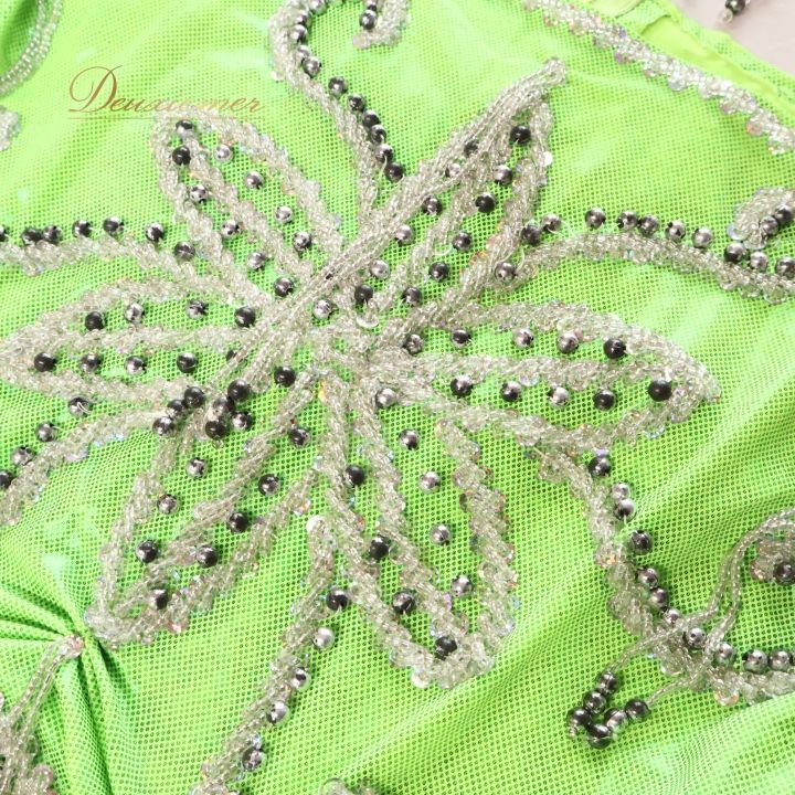 ベリーダンス オリエンタル 衣装 上下セット グリーン系 黄緑