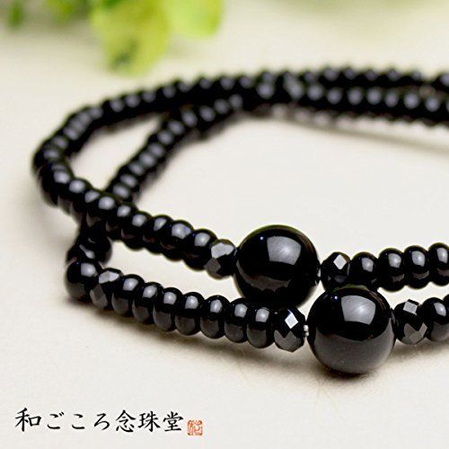 【人気商品】和ごころ念珠堂 108珠 数珠 ブレスレット ブラックオニキス 【大】 腕輪 念珠 【ゴム交換サービス券付】