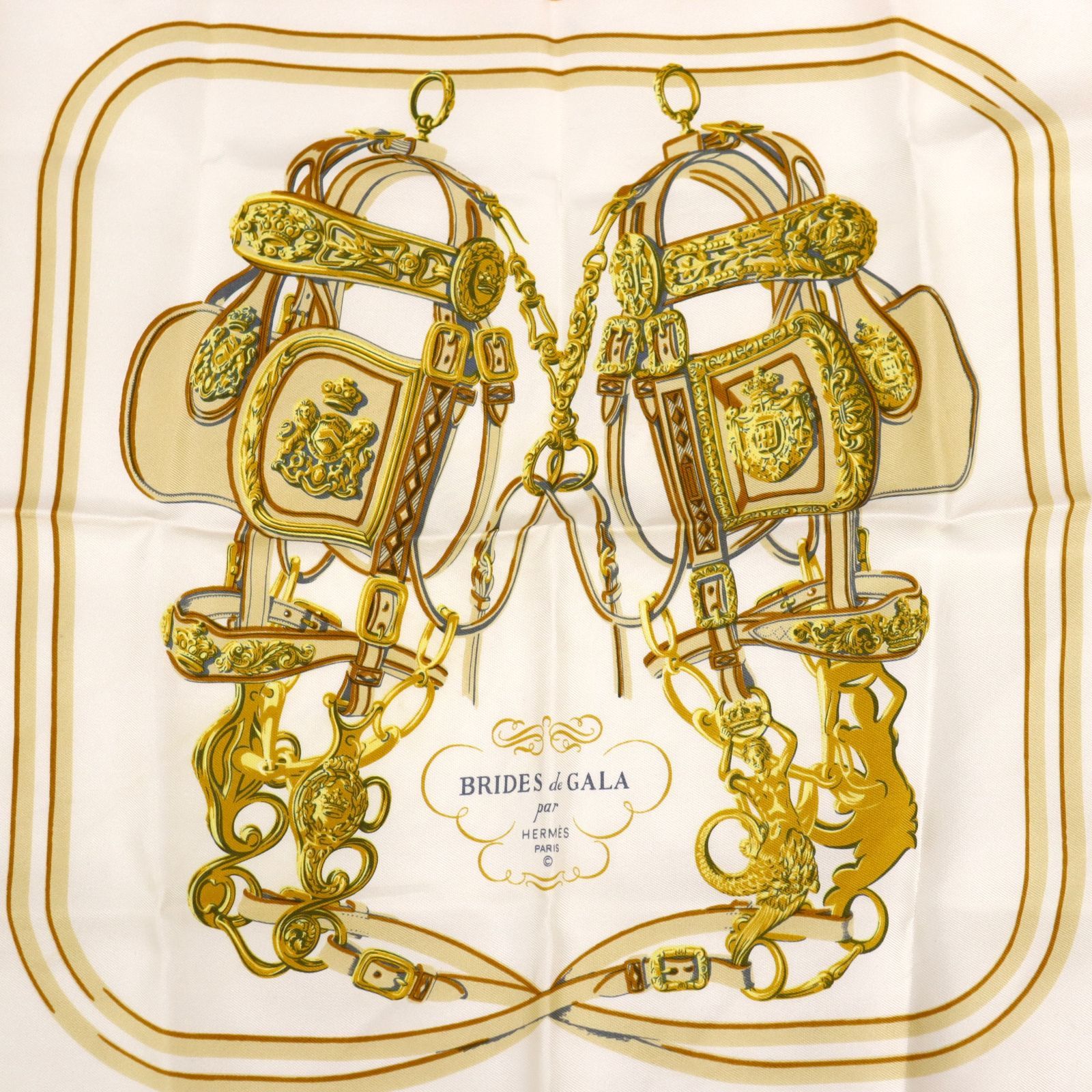 美品 HERMES エルメス☆式典用馬勒☆カレ40 プチカレ スカーフ