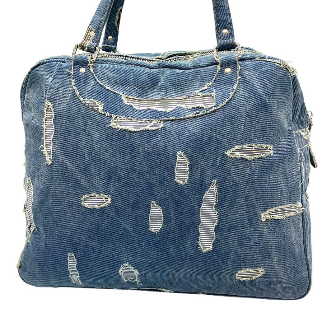 美品 1851 JACQUES LE CORRE トートバッグ デニム ダメージ 美品 1851 JACQUES LE CORRE トートバッグ デニム ダメージ