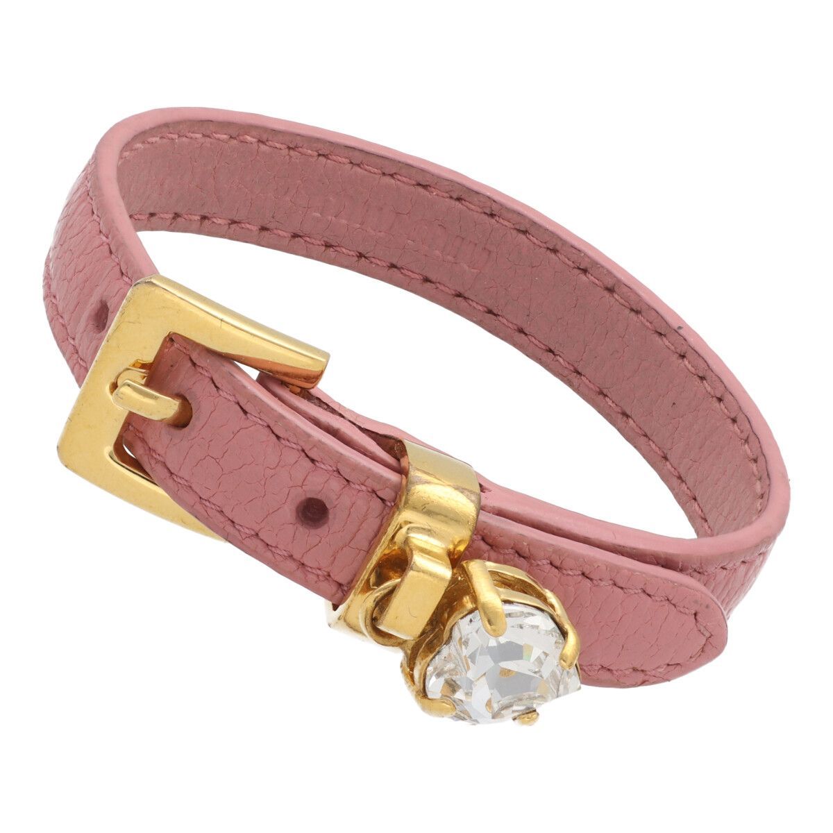 MIU MIU ミュウミュウ ブレスレット レザーブレスレット ストーン レディース アクセサリー ピンク 25009752 UY