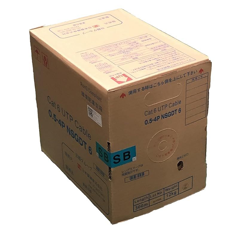 日本製線 Cat6 LANケーブル（300m巻き） NSGDT6 0.5mm-4P 水 日本製線
