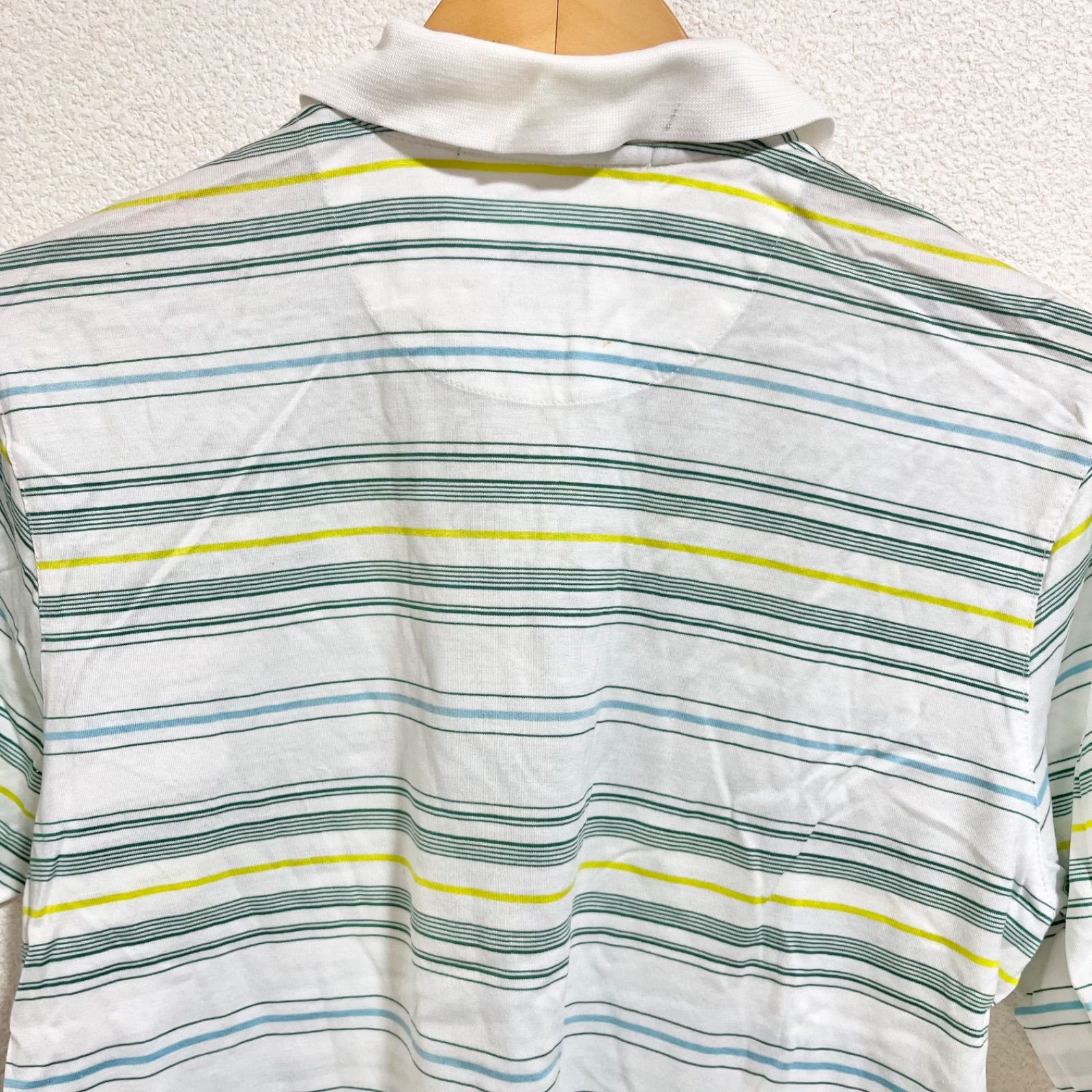 90s nike golf ポロシャツ　ビンテージ　古着　総柄　タイガーウッズ w^)b NIKE ナイキ TIGER WOODS タイガーウッズ ボーダー柄半袖