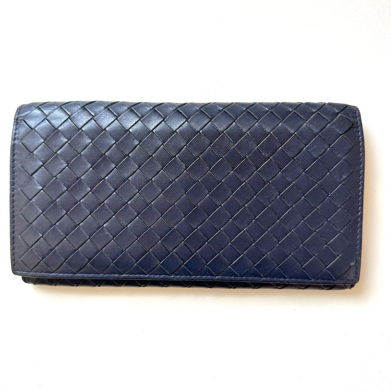 ボッテガヴェネタ BOTTEGA VENETA 長財布 イントレチャート ネイビー 