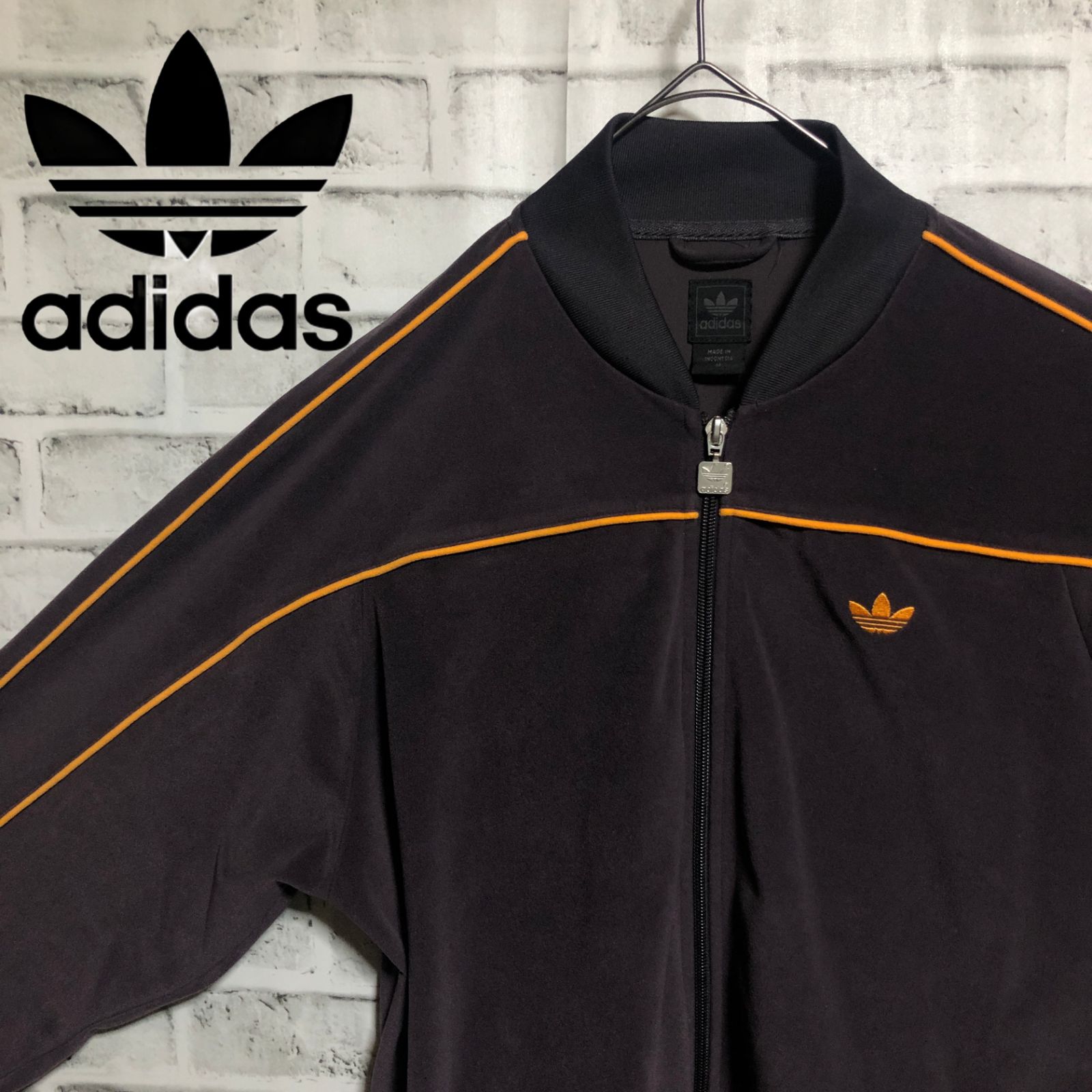 【希少　ヴィンテージ】adidas ベロア トラックジャケット ブラウン XL 希少XLブラウン⭐️adidas トラックジャケット/ジャージ 刺繍