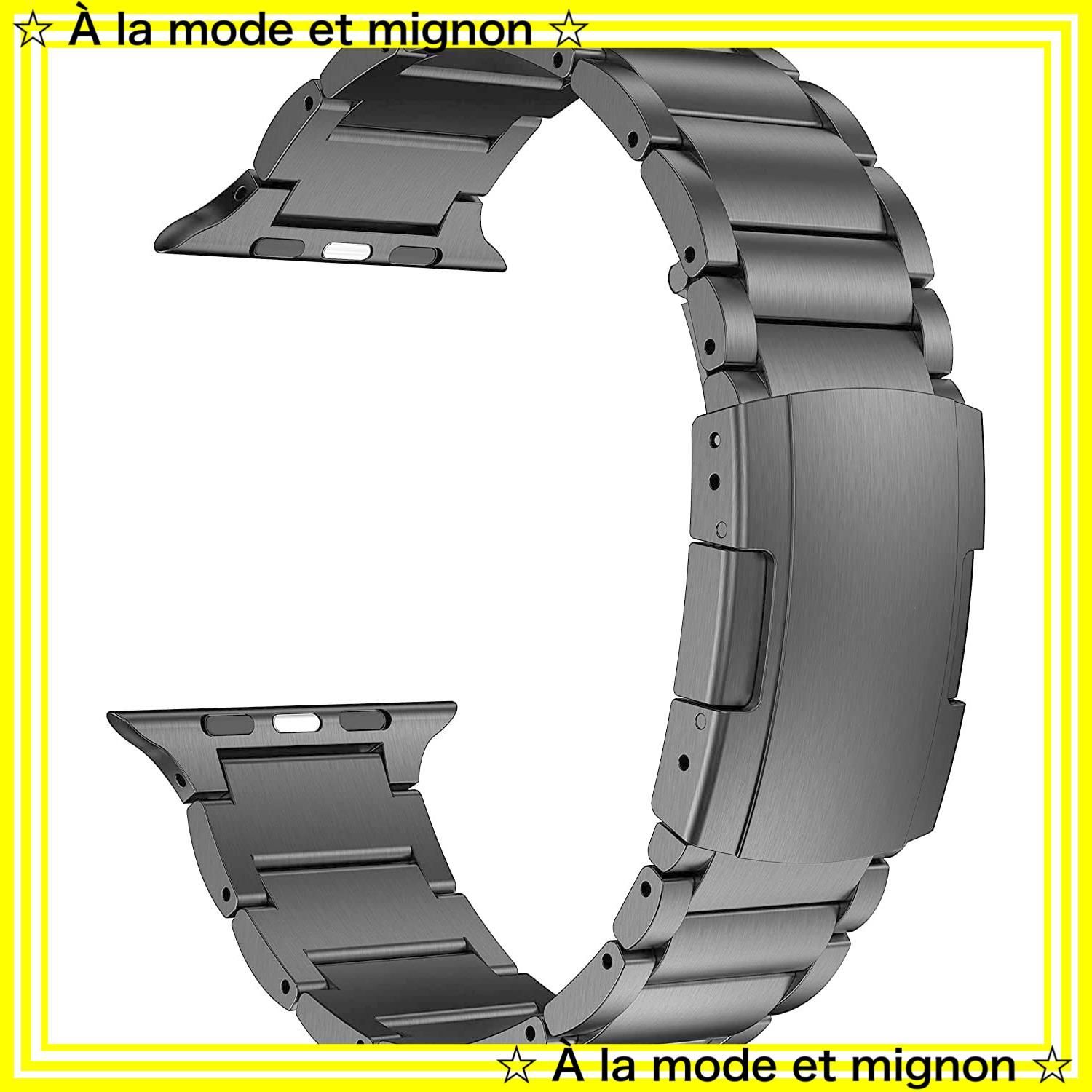 【数量限定】(45mm/44mm/49mmスペースグレイ) 2/SE/8/7/2023に対応 9/Ultra Watch チタンバンド、金属ベルトトータスバックル付き、Apple MaKTech