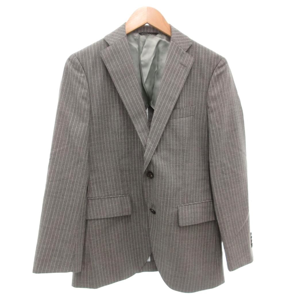 ザ スーツカンパニー THE SUIT COMPANY セットアップ スーツ ジャケット 背抜き シングル パンツ ストライプ グレー 春夏 AE