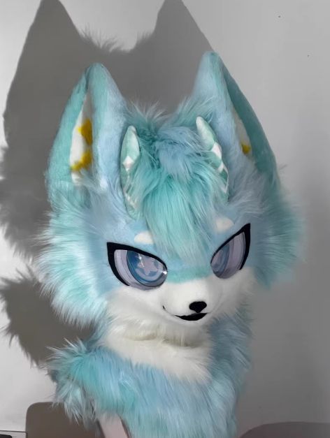 着ぐるみヘッド 狼 NO.235 青 水色 全頭ヘッド ケモノ ファースーツ ぬいぐるみ コスプレ コスチューム kigurumi