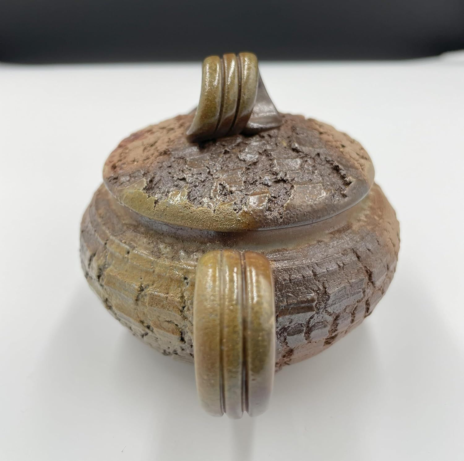  備前焼 武田良昭作 急須 8 cm 13 9 三本線つまみ ひびひび加工 急須 日本茶用品 茶器