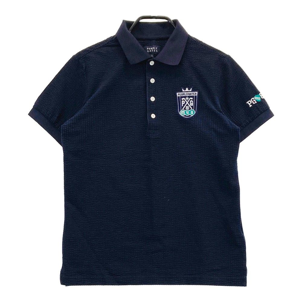 サイズ 4 PEARLY GATES パーリーゲイツ 半袖ポロシャツ シアサッカー ネイビー系 240101283756 ゴルフウェア メンズ ストスト