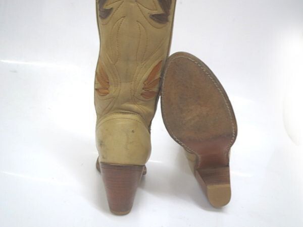  80 s-90 s ビンテージ Dingoディンゴ グッドイヤー製法 ハンドメイドオールレザー ウエスタンペコスブーツ 6 23.0 ベージュ 2 U その他 ブーツ