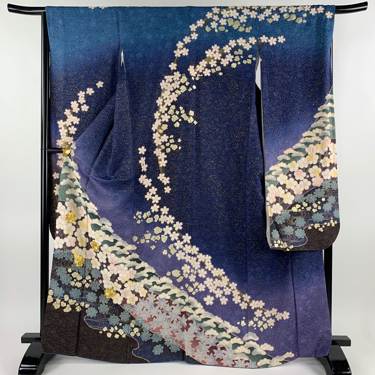 新品 未使用品 身丈163 葡萄 有松絞り 絞り染め 絞り浴衣 浴衣 NO56