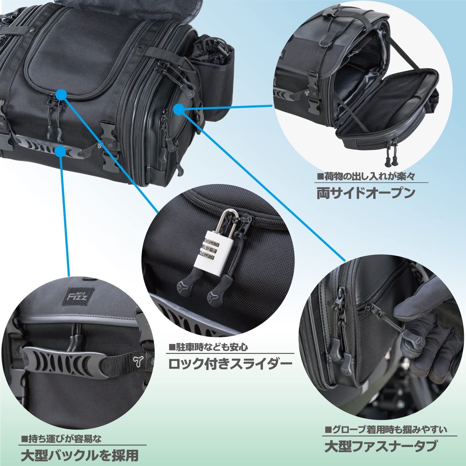 タナックス(TANAX) MOTOFIZZ バイク用 ミニフィールドシートバッグ 容量 19-27L