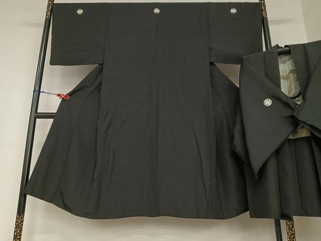 平和屋着物○男性 黒紋付 正絹 逸品 AAAZ7588zg 平和屋着物○男性 黒 