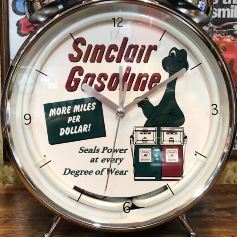 新品　ネオンクロック SINCLAIR シンクレア 時計 アメリカン雑貨 Sinclair DINO ガスランプ ネオンクロック 置時計 シンクレア