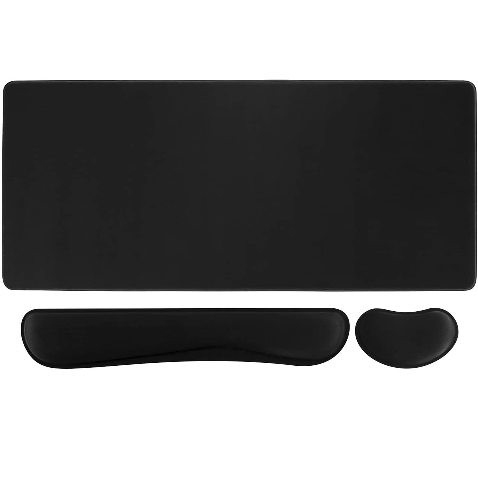 SET-マウスパッド+リストレスト_[E-3点SET]ブラック iCasso マウスパッド リストレスト３点セット 90ｘ40cm 大型 ゲーミングマウスパッド 低反発 キーボード用+マウス用 手首クッション 長さ45+14cm 