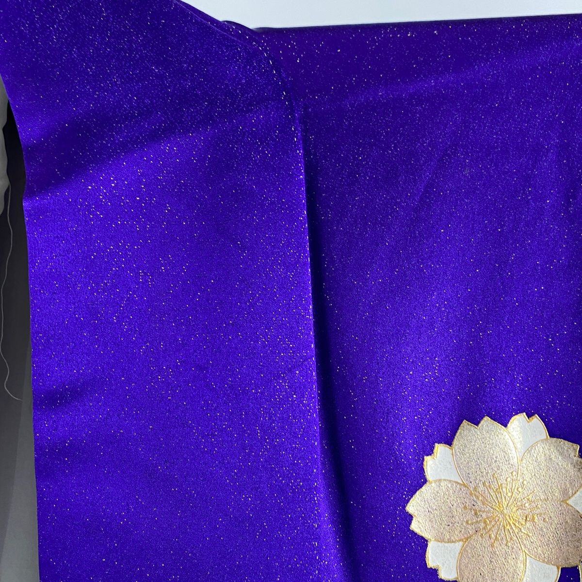 振袖 身丈168.5cm 裄丈70cm L 袷 桜 几帳 金彩 金通し 紫 正絹 名品-