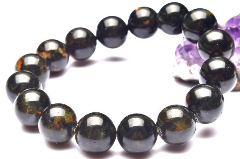 1点物】ロシア産 アンバー琥珀(薬珀) 13mm ブレスレット