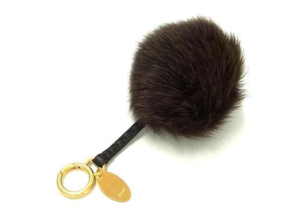 FENDI - ■極美品■ FENDI フェンディ セレリア ポンポンチャーム ファー×レザー キーホルダー キーホルダー バッグチャーム ブラウン系 FC0089 FENDI - □美品□ FENDI フェンディ ポンポンチャーム ファー