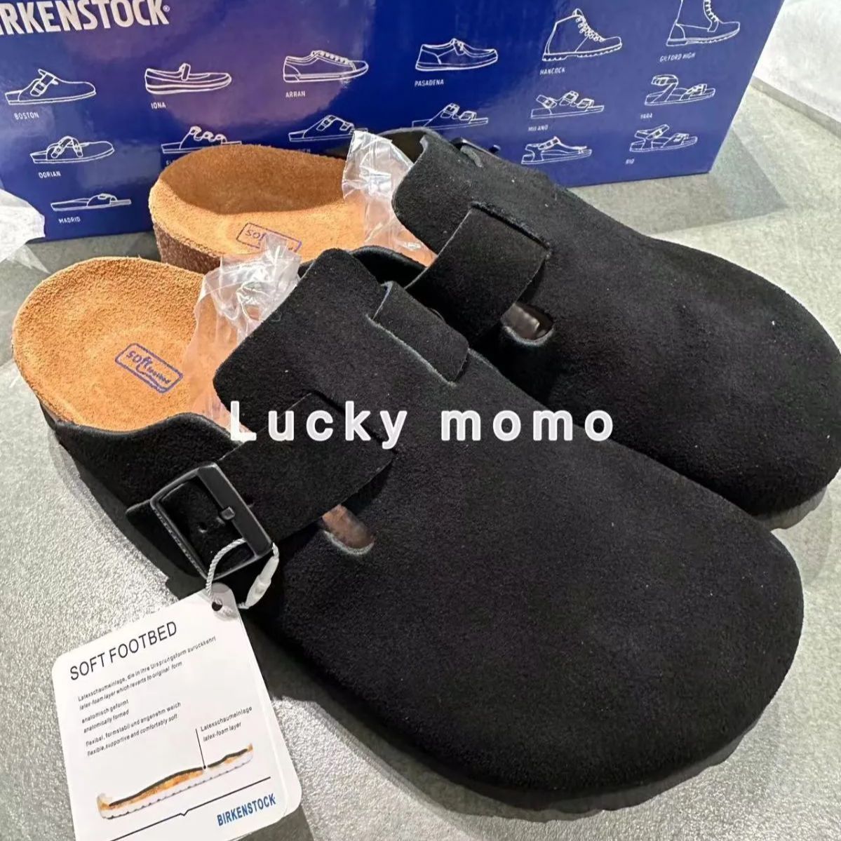 ビルケンシュトック BIRKENSTOCK ボストン レザーサンダル ソフトフットベッド レギュラーフィット Boston スエードミュール レディース メンズ ビ ルケン シュトック スエード ラウンドトゥ スライドバックル ブラックBlack