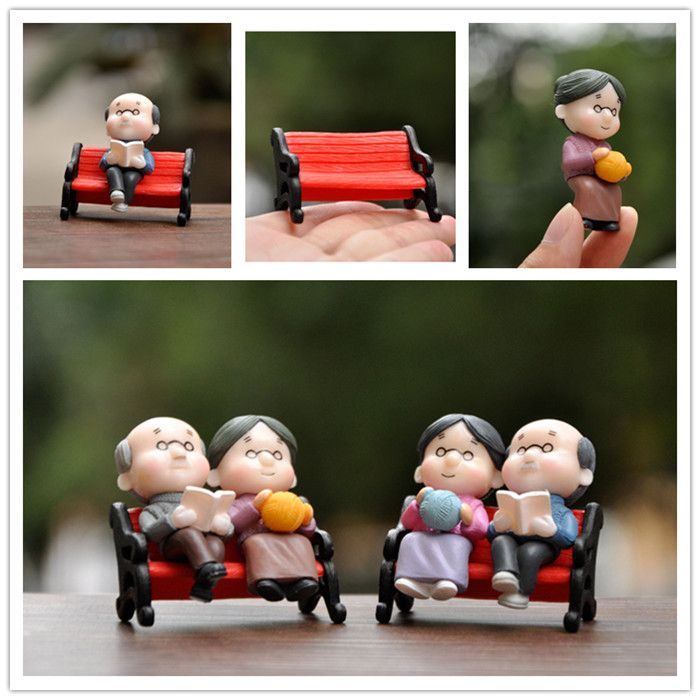 老人と子供の置物 おじいちゃん おばあちゃん 置物 老人ホーム ディサービス 病院