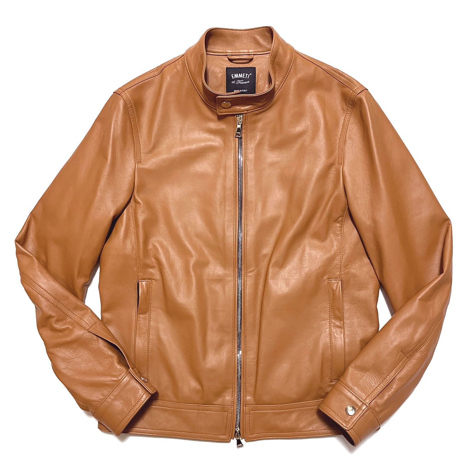 EMMETY JURI ブラウン サイズ48 美品✨EMMETI JURI シングルライダースジャケット ブラウン 48 L