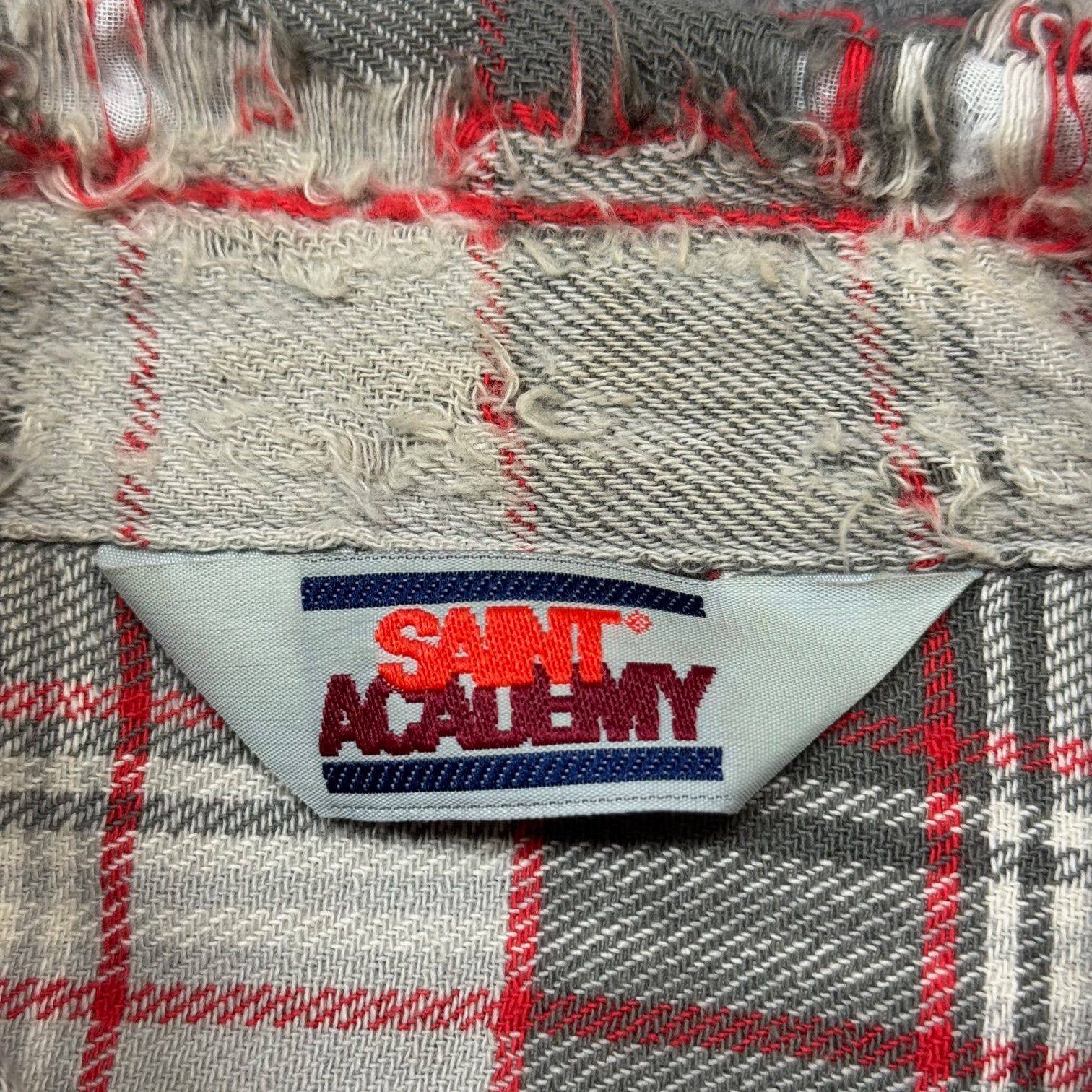 saint michael×shermer academyコラボシャツ Saint Mxxxxxx X Shermer Academy コラボチェックシャツGRAY×RED