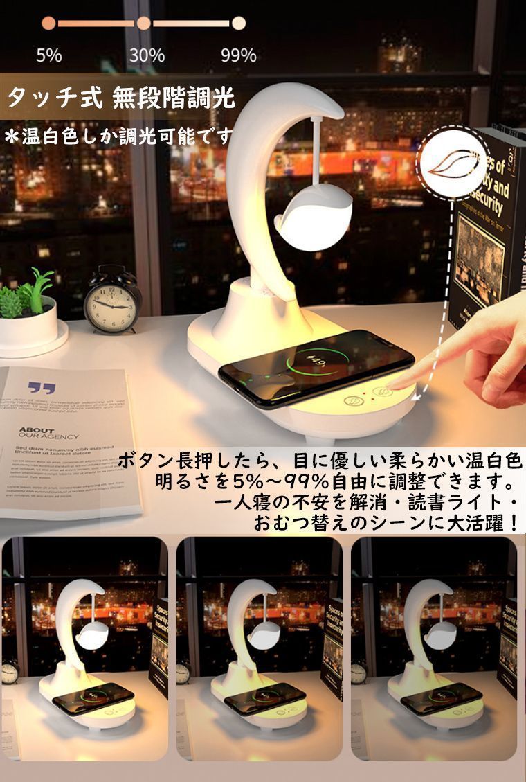 COOWOO ワイヤレス充電器 LEDナイトライト付き タッチ3段階調光 COOWOO ワイヤレス充電器 LEDナイトライト付き タッチ3段階調光