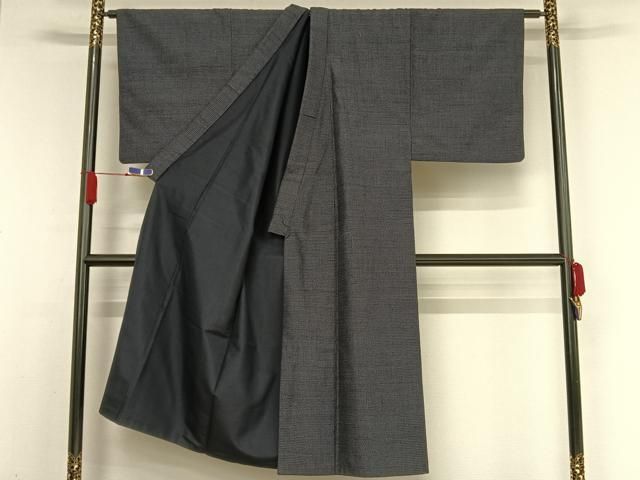 平和屋着物●男性 結城紬 アンサンブル 80亀甲 正絹 AABA5023np