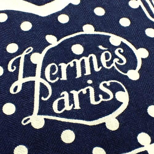 HERMES(エルメス) Grand Manege Bandana グラン・マネージュ・バンダナ カレジェアン140 ネイビー紺 ホワイト白 カシミヤ シルク ストール 大判スカーフ カレ140 レディース 40803002290【中古】【アラモード】 HERMES(エルメス) Grand Manege Bandana グラン・マネージュ・バンダナ