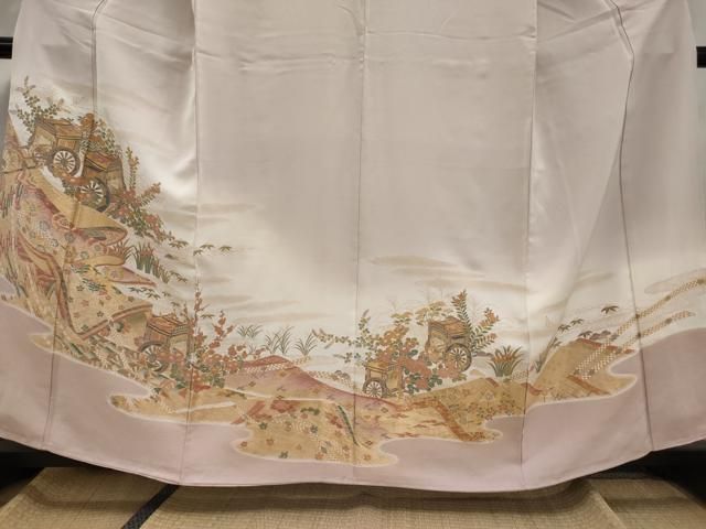 平和屋着物□豪華色留袖 寿光織 御所車花文 暈し染め 金糸 正絹