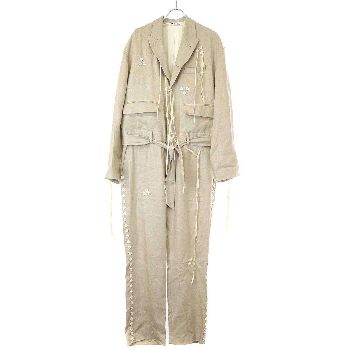 Midorikawa ミドリカワ 24SS BUTTON LINEN JUMP SUITS ボタンリネン