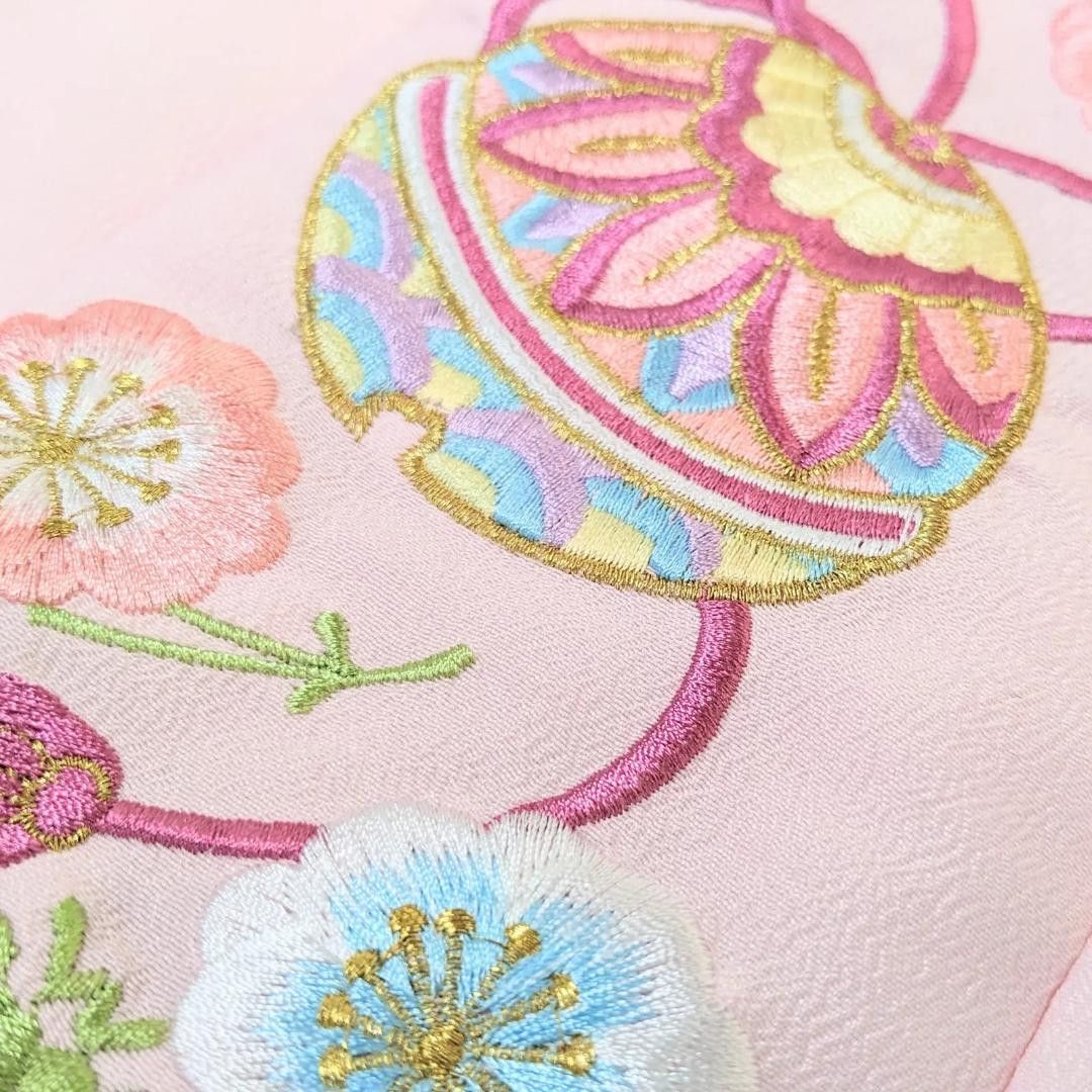 七五三 三歳 女児 被布コート 単品 正絹 総絞り 刺繍 ピンク NO36362