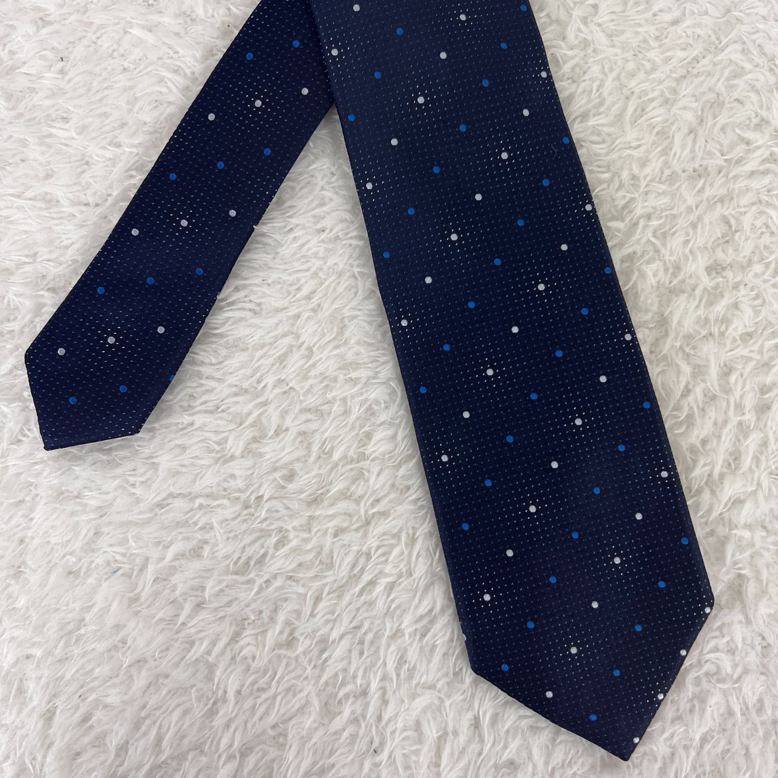 美品 Paul Smith ネクタイ ドット柄 ネイビー ブラック ✨極美品✨】Paul Smith ポールスミス ネクタイ ネイビー ドット