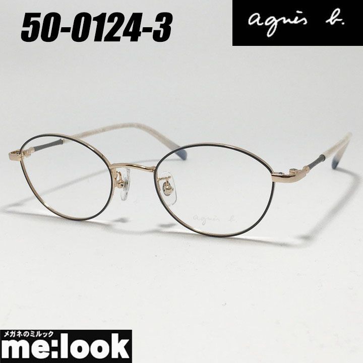 agnes b. アニエス ベー レディース 眼鏡 メガネ フレーム サングラス 50-0124-3 サイズ48 チャコール ライトゴールド