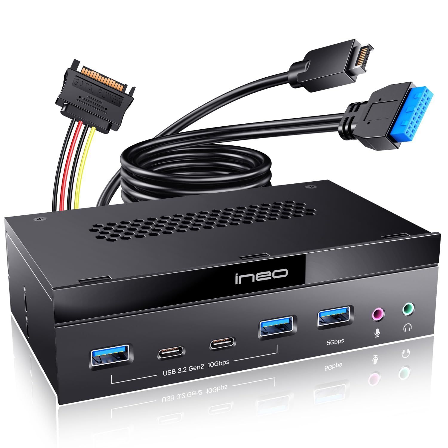 【在庫処分】コンピュータ ハブ シャーシ Gen2 フロント フロント ブラケット、SATA 3.2 電源コネクタが必要 USB (2x10G パネル USBC、2x10G マルチ USBA、1x PC USB3.0 インチ TypeA、オーディオ 5.25