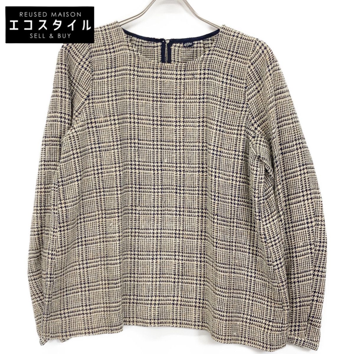 45R フォーティファイブ アール 8013062 ﾈｲﾋﾞｰ×ﾍﾞｰｼﾞｭ ｼﾙｸ100 45R 先染めﾀｯｻｰｼﾙｸBLOUSE 2