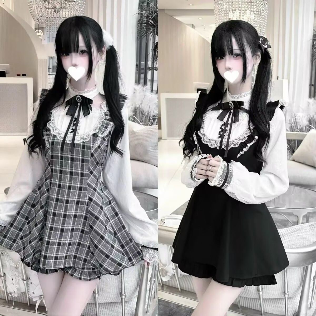 PUTUMAYO★平成ギャル★フリル★ワンピース★M★チェック★リボン★地雷系 ギャル系 量産型 地雷系 リボン ワンピース ハイウエスト ショット